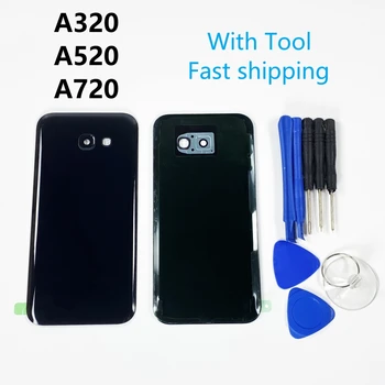 Задняя Крышка Батарейного Отсека Для SAMSUNG Galaxy A3 A5 A7 2017 A320 A520 A720 Корпус Задняя Стеклянная Крышка С Клейкими Наклейками + Инструменты