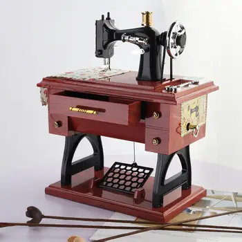 Заводная швейная машинка Музыкальная Шкатулка Орнамент в китайском стиле Ретро Винтажная Музыкальная игрушка Мини Декор стола на Новый Год
