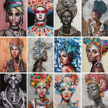 Современная Африканская Женщина Картина На Холсте Абстрактная Африканская Черная Девушка Плакаты и Принты Настенные Художественные Картины для Гостиной Домашнего Декора