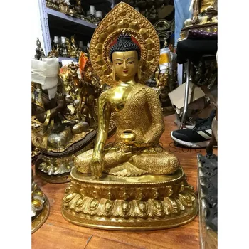 украшения статуи Будды Шакьямуни из Латуни с Позолотой 50 см