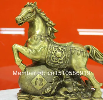 Китайская Народная Культура Ручной Работы Статуя из Чистой Бронзы Лошадь Счастье Денежная Скульптура