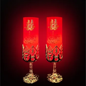 Электронная свеча с принтом в китайском стиле, имитирующая свадьбу, экологичная бездымная свеча для свадебных электронных свечей LF731