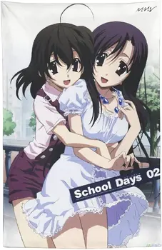 Школьные дни Плакат японского аниме Анимационный мультяшный плакат 2 Полиэфирных настенных гобелена Декоративная спальня Современный Дом
