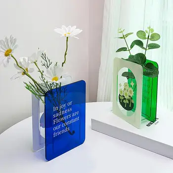 Прозрачная акриловая ваза, акриловая ваза, геометрическая ваза, цветочный контейнер для растений, мини-вазы для цветов, Декоративные бутылки для свадебного подарка
