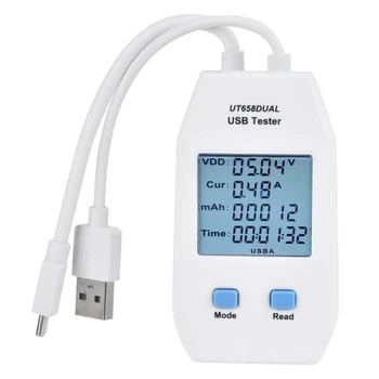 USB-тестер, UNI-T LCD USB-Тестер Детектор Вольтметр Амперметр Цифровой Измеритель Мощности (UT658 Dual)