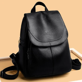 Женский рюкзак из высококачественной мягкой кожи, женская винтажная сумка, школьные сумки, дорожный рюкзак, женская сумка для книг большой емкости, рюкзак
