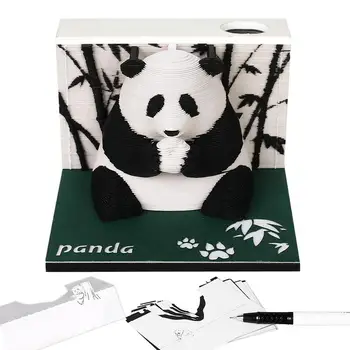 Блокнот с пандой, 3D Картонные стикеры с пандой, декоративные отрывные поделки, Рождественская резьба по бумаге, Украшение рабочего стола, подарок для