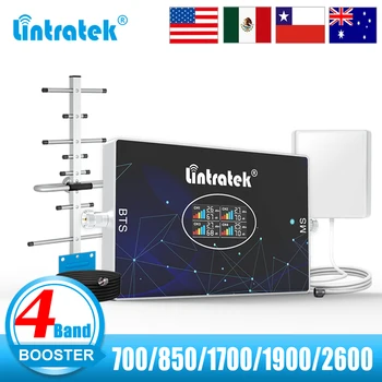Lintratek 4-Полосный Усилитель Сотовой связи B28 700 850 1700 1900 2600 МГц B2 B5 LTE 2G 3G 4G Ретранслятор Мобильного сигнала 70 дБ для Америки