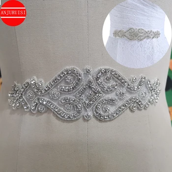 ANJURUISI Дешевый свадебный пояс, Бриллиантовые ремни для свадебных платьев с серебристыми кристаллами, Стразы для аксессуаров для платья