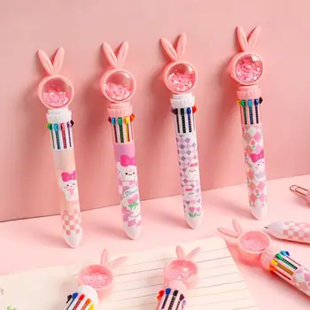 10 цветов Шариковая ручка с милым мультяшным кроликом, Школьные канцелярские принадлежности, разноцветные ручки