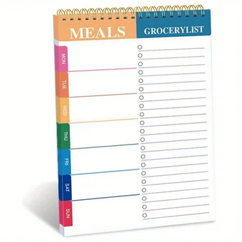 Блокнот для еженедельного планирования еды на 52 страницы, блокнот для организации еженедельного отрывного списка продуктов для удобного совершения покупок