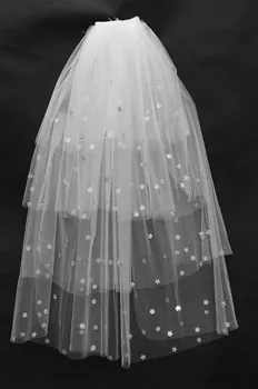 Новая модная свадебная фата длиной до локтя, сшитая на заказ из многослойного тюля с аппликацией