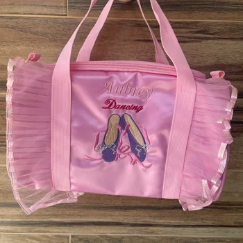 Индивидуальная вышивка, детская танцевальная сумка для девочек, Балерина, Розовая спортивная сумка для занятий балетом, балетная сумочка через плечо, рюкзак