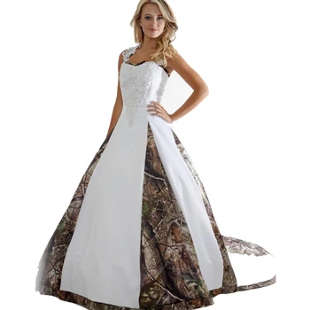 Классическое камуфляжное свадебное платье трапециевидной формы С аппликациями, Длинные камуфляжные платья для официальных приемов, платья для невест больших размеров 2024