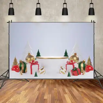 ЛУНА.QG Background Рождественский подарок Сцена для вечеринки Фон для фотосъемки на белой стене Детский снег Деревья Колокольчики Реквизит для фотобудки с мячом