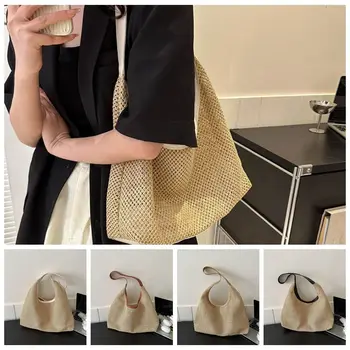 Соломенная сумка ручной работы в простом богемном стиле, пляжные сумки, летняя сумка из рафии большой емкости