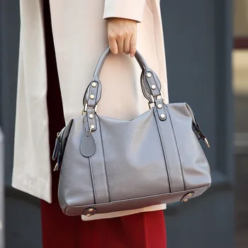 Модная женская сумка-мессенджер из мягкой кожи с плечевым ремнем, сумка бостонского дизайна с кисточками, сумка-тоут для дам, сумки через плечо 2023