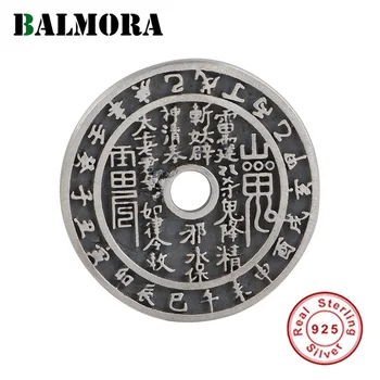 BALMORA 100% S925 Серебряные Старинные Древние Монеты Кулон Для Женщин Мужчин Ретро Этнический Стиль Кулон Ювелирные Изделия Счастливый Подарок Без Цепочки