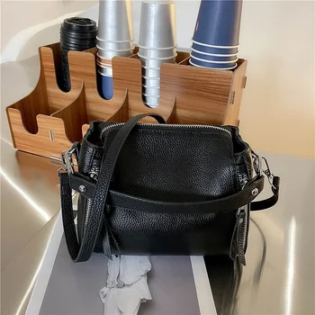Роскошная дизайнерская сумка из натуральной кожи, сумки через плечо, высококачественная женская сумка-мессенджер из натуральной воловьей кожи BLck