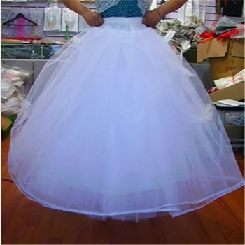 Белое 3-Слойное Свадебное Платье Из Тюля Без Обруча С Нижней Юбкой-Кринолином