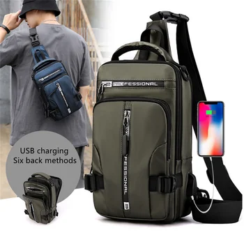 Новая многофункциональная сумка через плечо для мужчин, противоугонные сумки через плечо, мужская водонепроницаемая зарядная USB-сумка, повседневная сумка-тоут