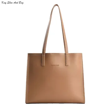 Женская сумка большой вместимости в стиле ретро, простая, универсальная, на одно плечо, модная, простая, мягкая кожаная сумка для поездок на работу