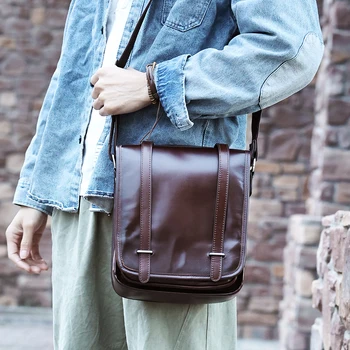 Мужская сумка через плечо из воловьей кожи в стиле обложки, мужская уличная трендовая сумка-мессенджер из натуральной кожи на одно плечо