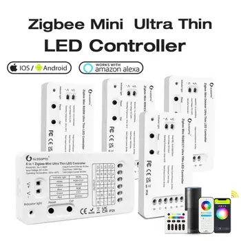 Zigbee 3.0 Ультратонкий Светодиодный Контроллер Mini RGBCCT WWCW RGBW Диммер Для Спальни, Кухни, Полосы Света, Контроллер Alexa Voice App Control