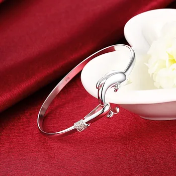 Горячее серебро 925 Пробы, изящный браслет с милым дельфином, браслеты-манжеты для женщин, регулируемые элегантные модные украшения, подарки для свадебной вечеринки