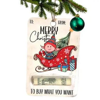 Украшения для рождественских денег, деревянный держатель для денег ручной работы, подвеска в виде Рождественской елки, Благословения могут быть написаны на обороте
