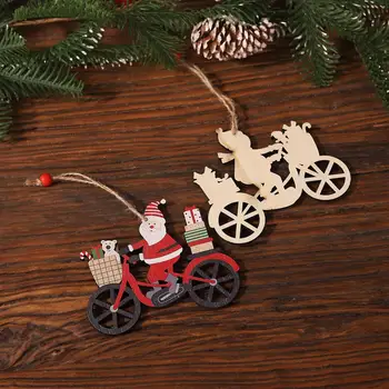 Рождественский кулон, подвесное рождественское украшение, праздничные деревянные украшения для Рождественской елки, Снеговик, Санта-Клаус, Лось, Дом для веселых
