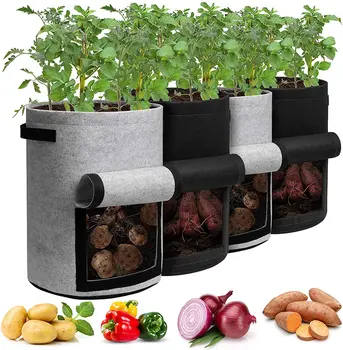 Войлочные мешки для выращивания растений 3 размера нетканый материал садовый горшок для картофеля тепличные мешки для выращивания овощей увлажняющие вертикальные инструменты