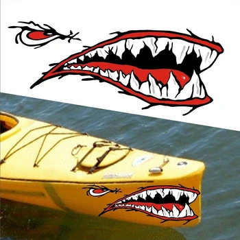2 шт. Виниловая наклейка на мотоцикл с зубами большой акулы, наклейки на лодку для сидения на каяке, каноэ, океанской лодке, водонепроницаемая и долговечная
