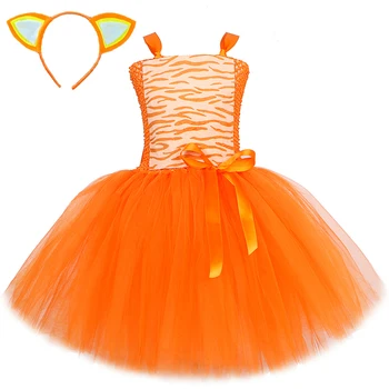 Костюмы на Хэллоуин, Оранжевый Кот для маленьких девочек, детское платье-пачка для косплея животных с ушками, детский мультяшный наряд, Одежда для дня рождения.