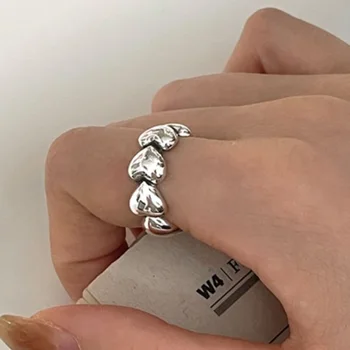 Кольца из Стерлингового серебра 925 Пробы Для женщин, Простое минималистичное кольцо с открытым сердцем, Модный браслет, Женская Бижутерия, Подарок на День Рождения
