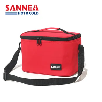 Новая однотонная сумка для ланча SANNE 6L, изолированная утолщенной алюминиевой пленкой, Сумка-холодильник для термообработки, сумка для бенто