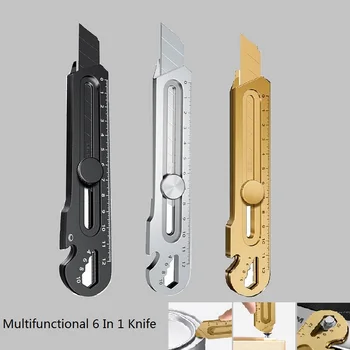 Многофункциональный нож для резки Коробок 6 в 1 нож 칼 Универсальный Нож из нержавеющей стали канцелярия Многофункциональные Художественные Канцелярские принадлежности Couteau