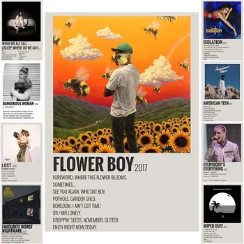Классический хип-хоп Минималистский музыкальный альбом Flower Boy Плакаты из белой бумаги, принты, художественная живопись, настенные панно, домашний декор для гостиной