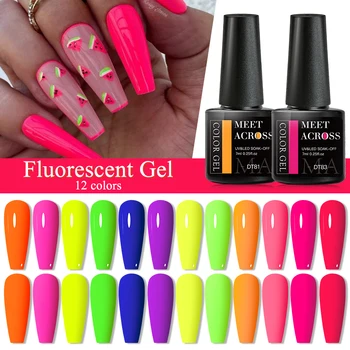 ЗНАКОМЬТЕСЬ, 7 МЛ Флуоресцентного Цветного гель-лака для ногтей, Светящиеся Неоновые Полупостоянные Ногти, Впитывающие УФ-гель-Лаки для дизайна ногтей