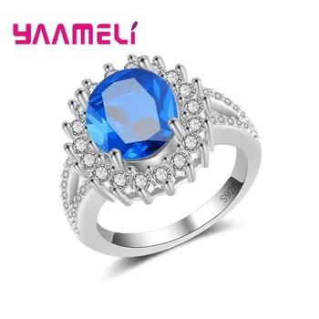 Очаровательное Обручальное кольцо Ocan Blue CZ с кубическим камнем, Модные Винтажные Романтические кольца для женщин, свадебные украшения из стерлингового серебра 925 Пробы, роскошные ювелирные изделия
