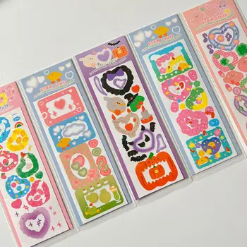 Цветной пончик с сердечком в виде сердца, Корейская открытка Idol, декоративные наклейки, дневник для скрапбукинга, наклейка для альбома, канцелярские принадлежности