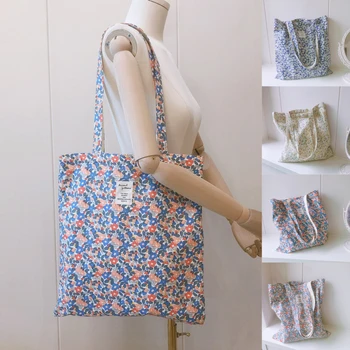 Летняя новая сумка через плечо, женская холщовая сумка из свежего цветочного хлопка, простая сумка большой емкости