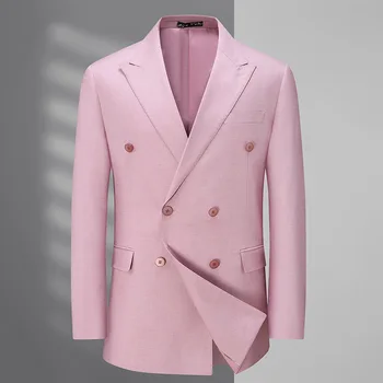 5675-2023 мужские полосатые двубортные костюмы для отдыха 87 и европейский код мужской тонкий пиджак-пиджак