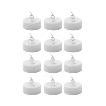 12 шт. Теплых белых беспламенных свечей на батарейках, ярких светодиодных свечей для пожеланий