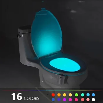 Изменение цвета на 8/16 Светодиодное сиденье для унитаза, ночник, индукционная лампа, умный датчик движения, подсветка лампы для унитаза, украшение туалетов Luminaria