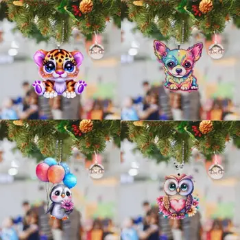 Акриловая подвеска с разноцветными животными, Креативные Подвесные рождественские украшения в виде снежинок, Рождественская елка, Подвесной декор для вечеринки
