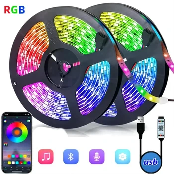 5050 светодиодных лент RGB Приложение управляет подсветкой с изменением цвета с помощью 24 клавиш Удаленный режим для украшения комнаты Bluetooth TV RGB