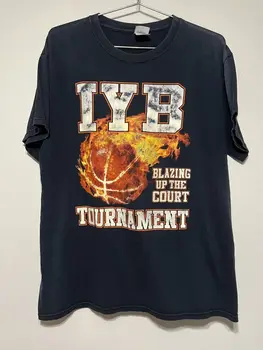 Винтажная футболка с выцветшим на солнце баскетбольным турниром МГБ, размер L, черная, с длинными рукавами