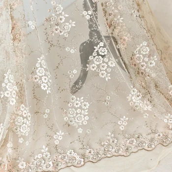кружевная ткань с цветочной вышивкой, свадебное платье, тюлевая юбка, ткани для пэчворка, kumas telas por metros