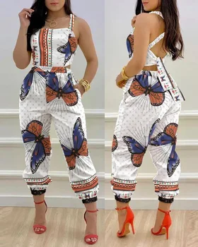 2023 Африканская одежда для женщин, весна-лето, африканский женский длинный комбинезон без рукавов с принтом из полиэстера, африканский комбинезон